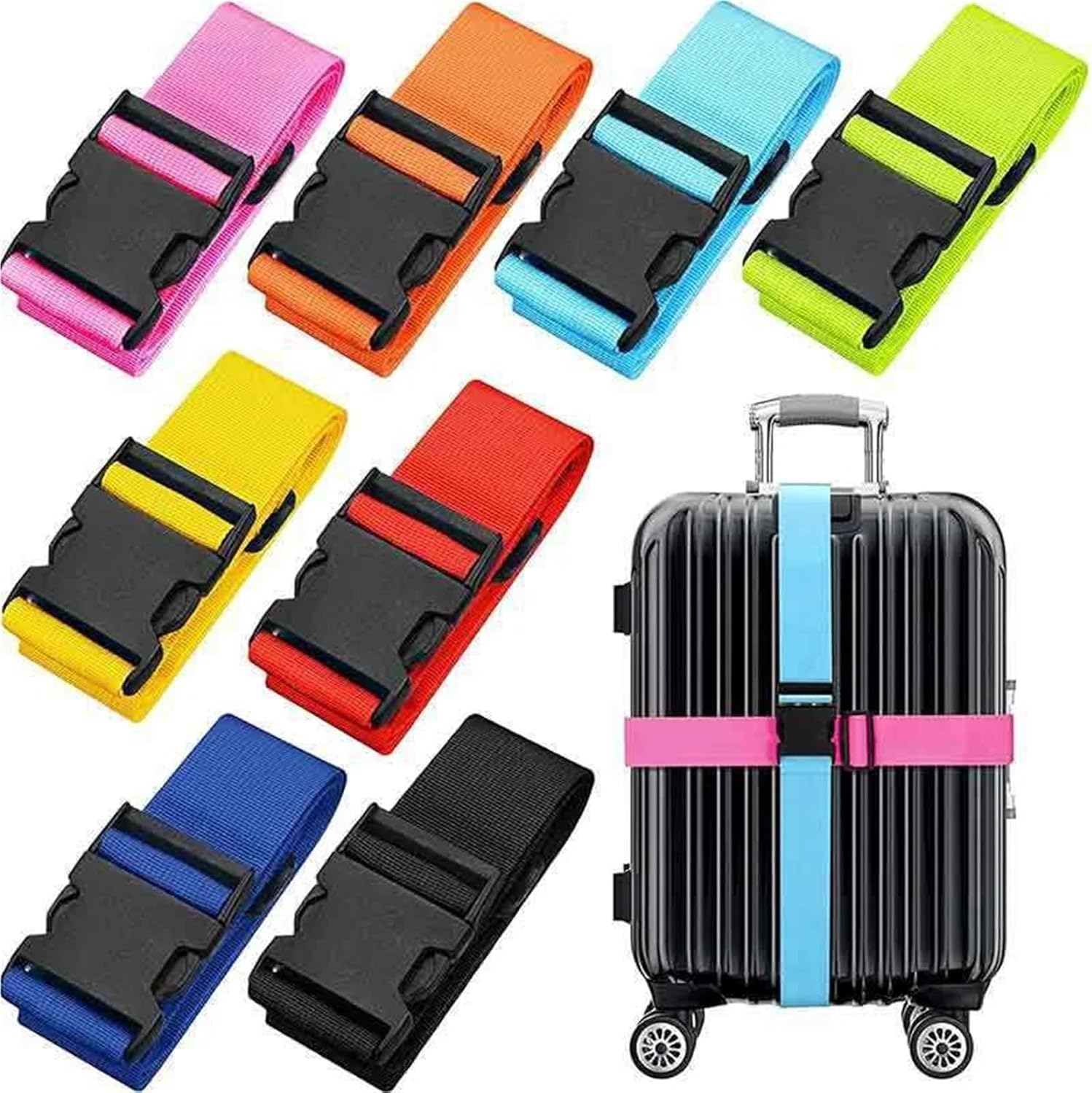 Luggage Straps 14 Pieces Luggage Strap Adjustable Travel Suitcase Buckle Strap for Packing(Orange Straps)