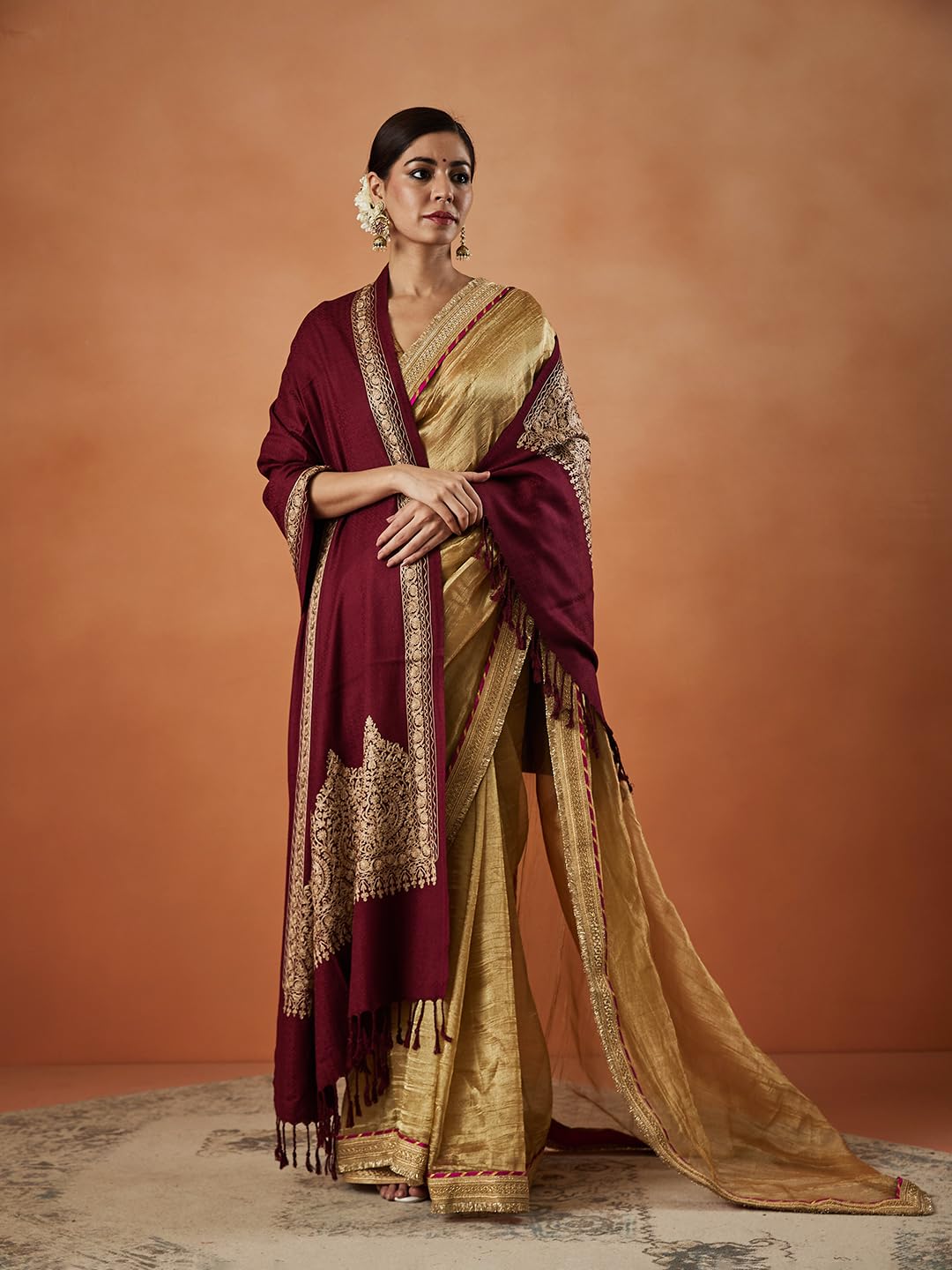 Pashmoda Women Firoza Kashmiri Aari Embroidery Stole (Size: 71X203 CM) - Image 3 thumbnail