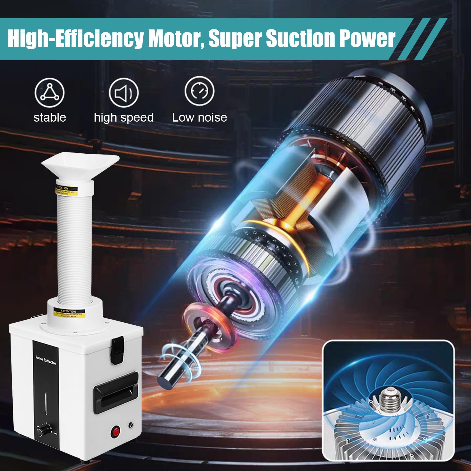 Aspirazione del fumo di saldatura, 50 W, filtro a 3 livelli, cappa aspirante per incisioni laser