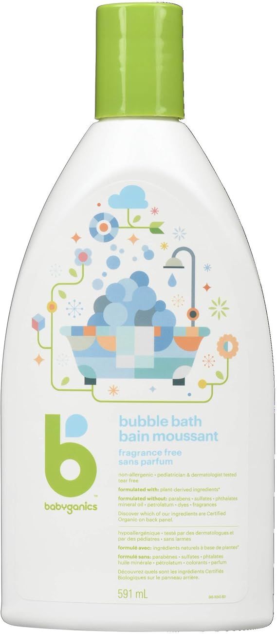 Babyganics Bubble Bath, Fragrance Free Baby Bubble Bath Formula Made with PlantDerived & Non