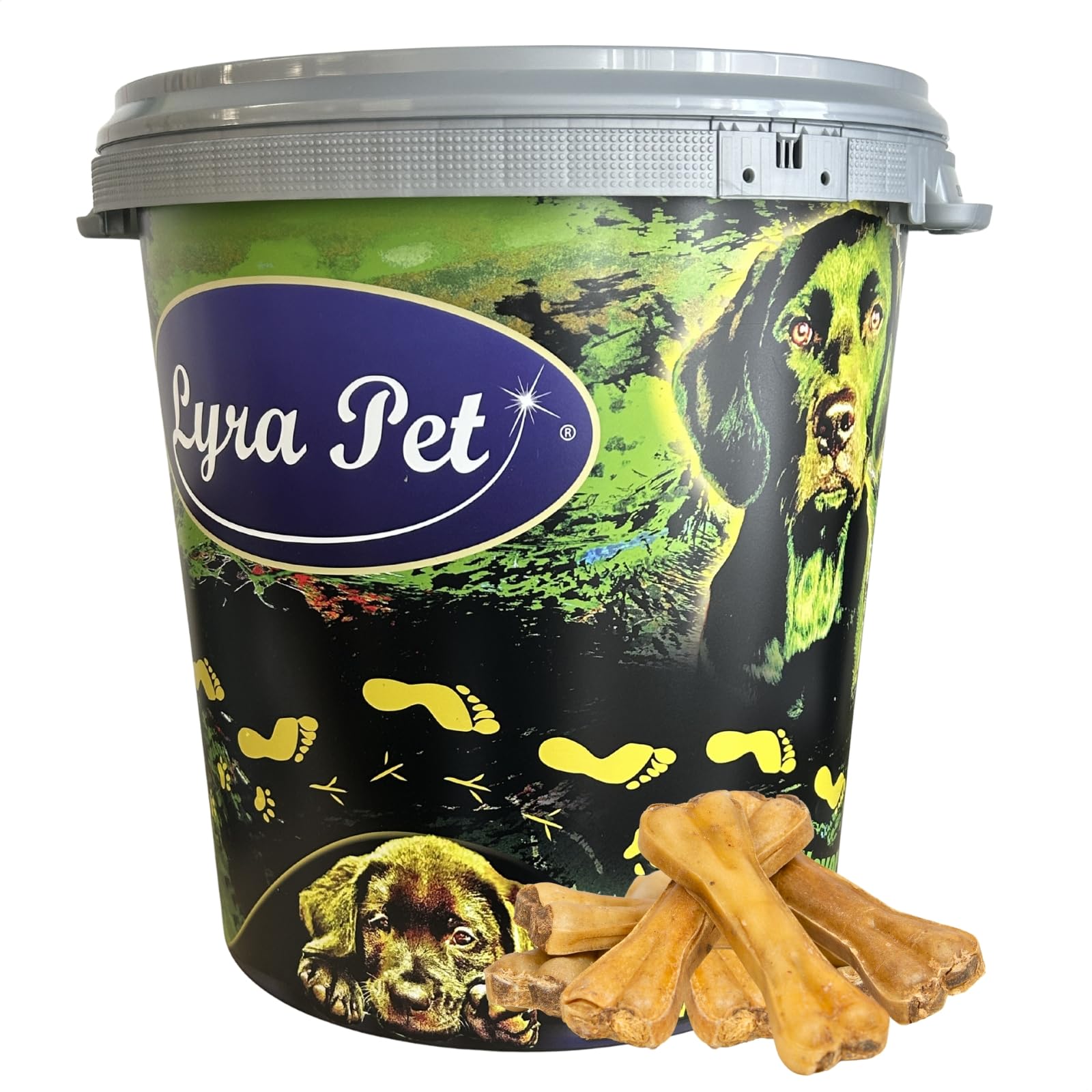 Lyra Pet® 50 STK. Kauknochen gefüllt mit Pansen ca. 15 cm + 30 L Tonne