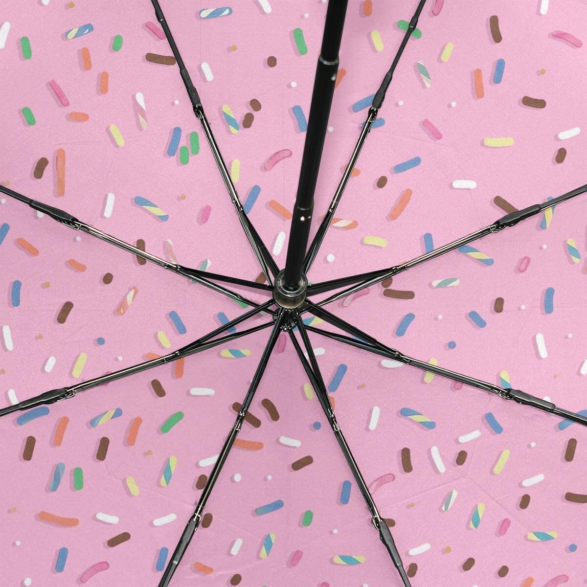 SUABO Umbrella Pink Frosting With Colorful Sprinkles Donut Windproof Travel Umbrella Compact Folding Umbrella