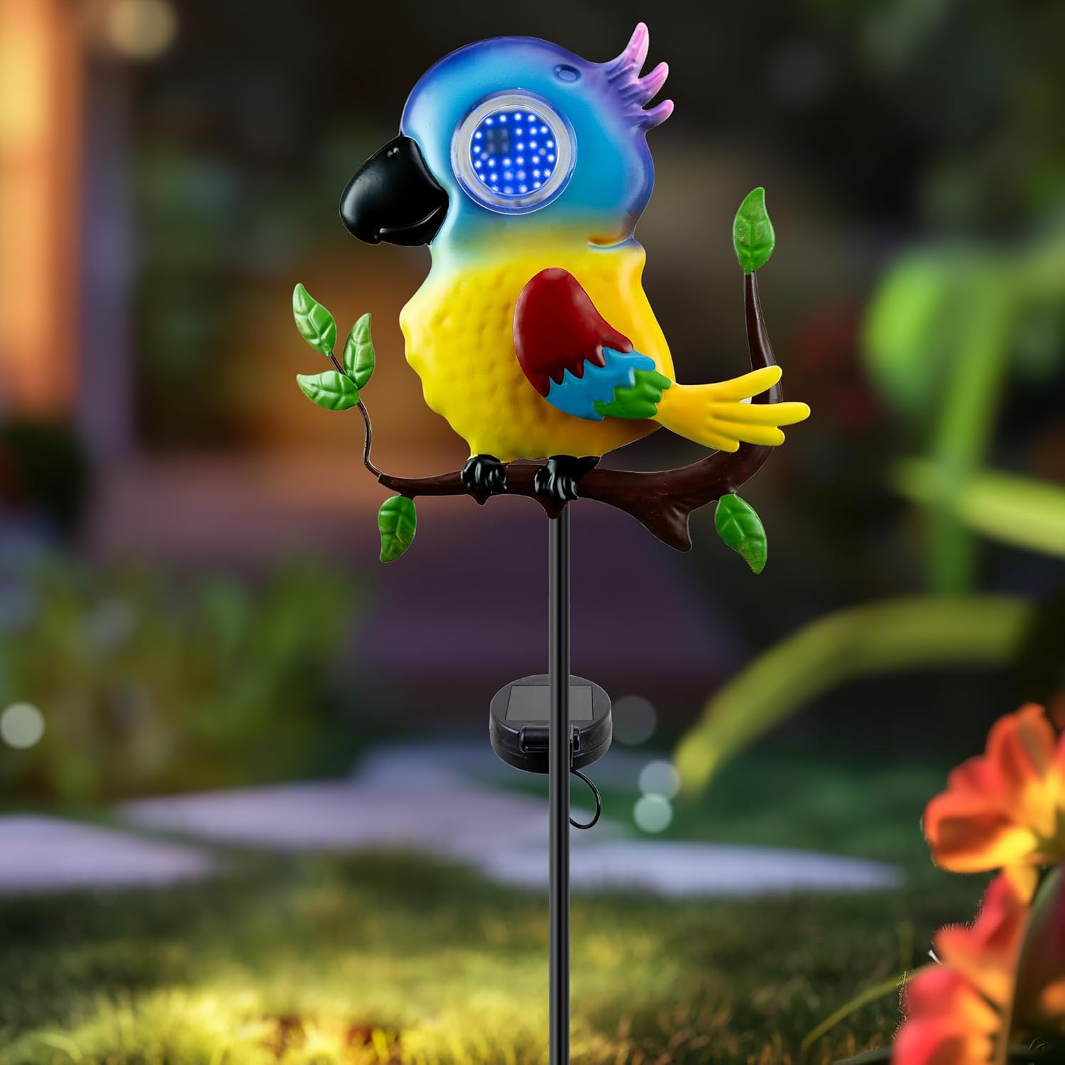 Parrot Garden Solar Lights, Solar Garden Lights Outdoor Waterproof, Christmas Metal Yard Decor Outdoor Solar Lights Decorative Stake for Pathway, Garden, Lawn, Patio, Driveway