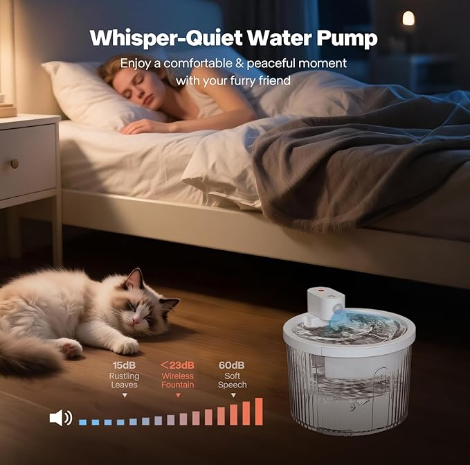 Fuente de Agua Inalámbrica para Gatos Sharper Image, 2L, Bomba Silenciosa miniatura 5