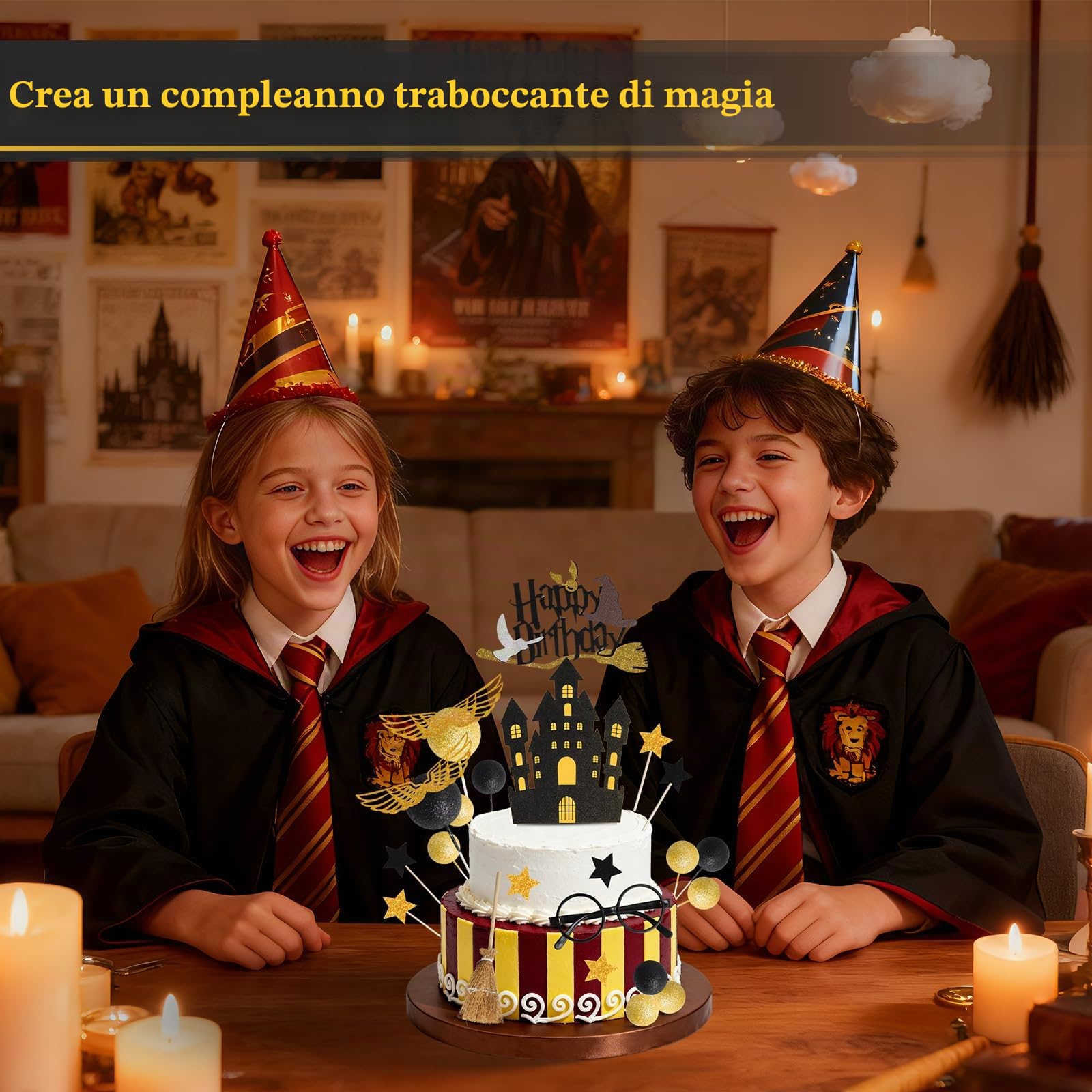 38 pezzi di magiche decorazioni per torte, decorazione per torte con glitter, Happy Birthday, set di topper per bambini, per compleanni, feste, per decorare torte