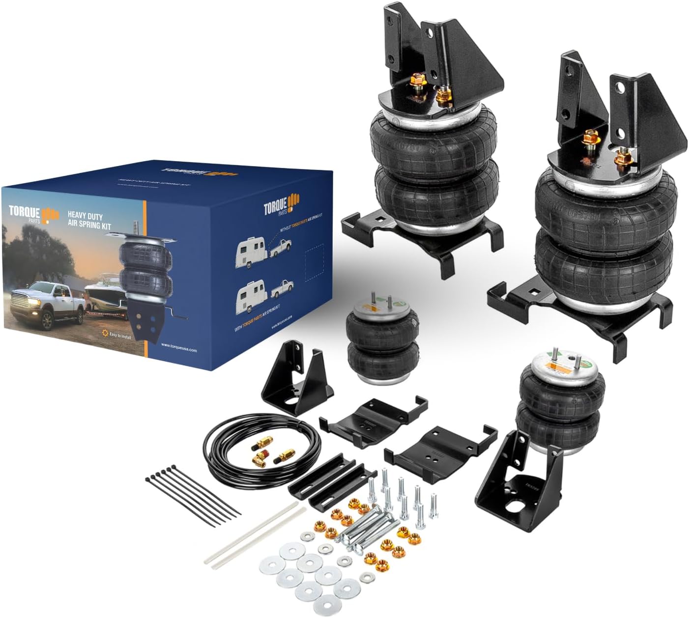 TORQUE Airbag Air Bag Suspension Kit for 2000-2006 Toyota Tundra 2WD 4WD Rear Helper Bag Spring Towing 5000 lbs (Replaces Firestone Ride Rite 2245) (TR2245)