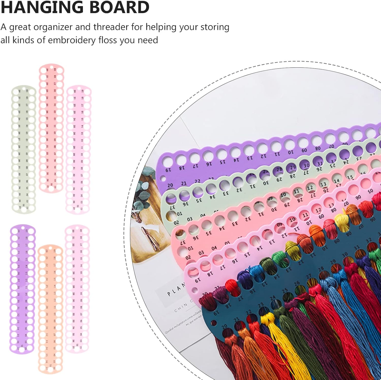 Gadpiparty 6pcs Wear-Resistant Embroidery Organizers Plastic Thread Holder Cross Stitch Threading Board