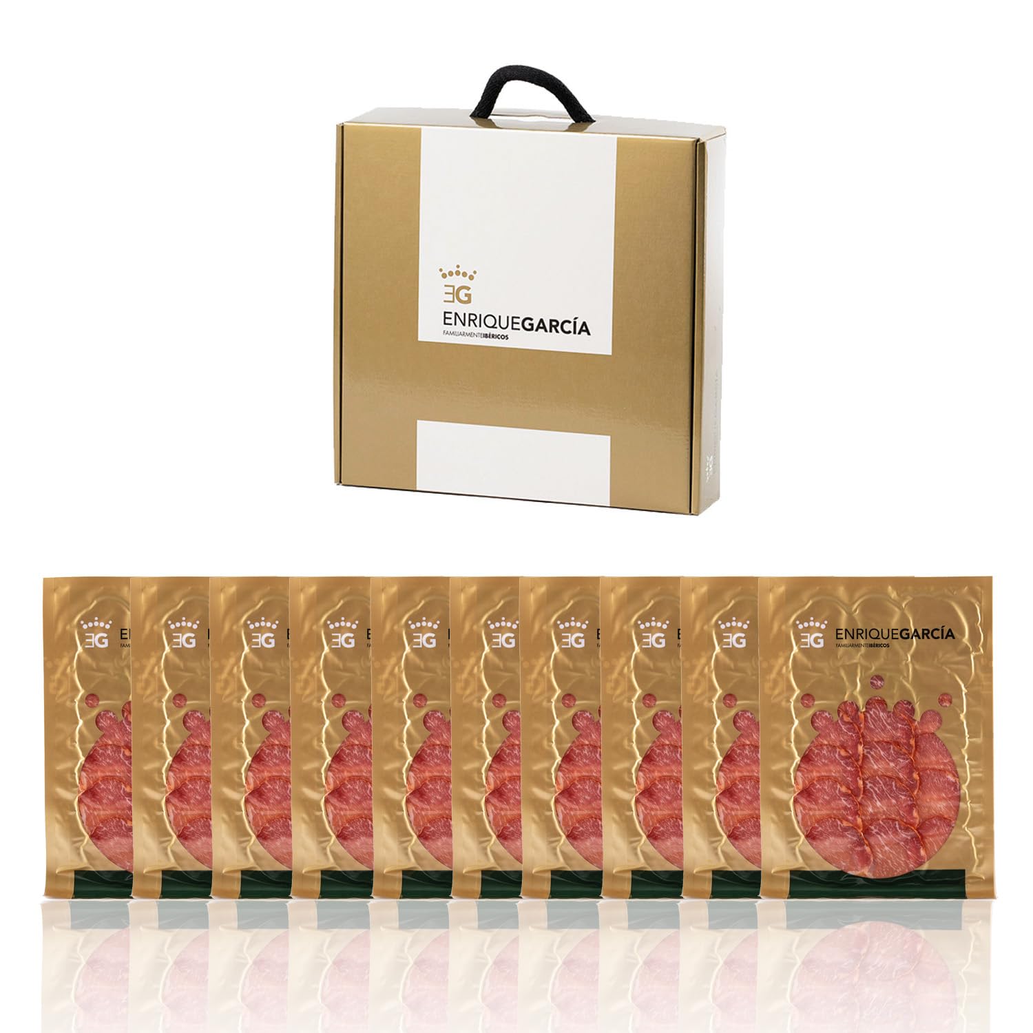ENRIQUE GARCÍA - Lomo de Cebo de Campo, 10 Sobres Envasados al Vacío de 100 g Aprox. Acabado plástico. Caja regalo de cartón. Corte a máquina