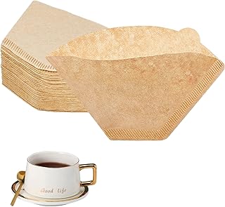 BYKITCHEN Size 4 Coffee Filters, 8-12 Cup, Set of 200, Coffee Filters 4 Cone Paper, Natural Unbleached Paper Filters for Pour Over Coffee Dripper and Coffee Maker