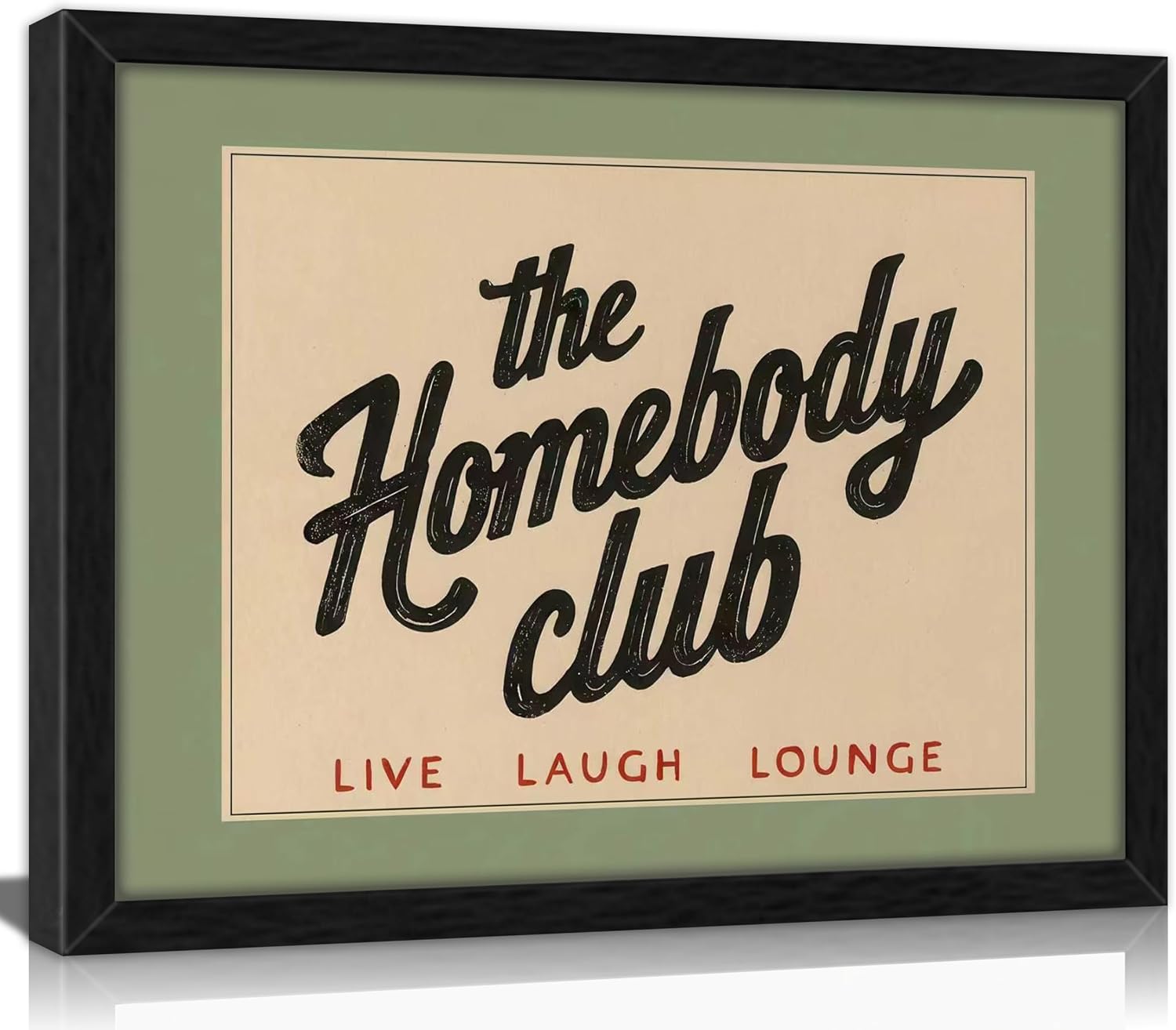 Framed 'The Homebody Club' Quote Wall Art, Retro Typography Canvas Print, Cozy Home Decor for Living Room Bedroom Guest Room Home Office Lounge