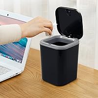 Vista 6 de Begale Mini cubo de basura de plástico de 0.5 galones, pequeño bote de basura con tapa