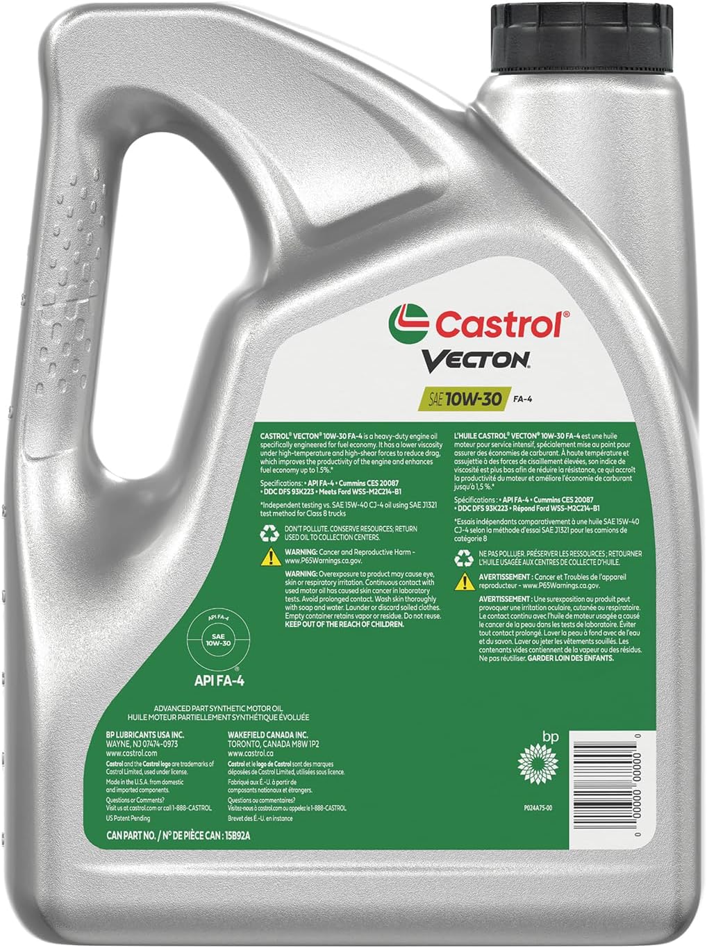 Castrol Vecton 10W-30 FA-4 Part Synthetic Diesel Engine Oil, 1 Gallon, Pack of 3