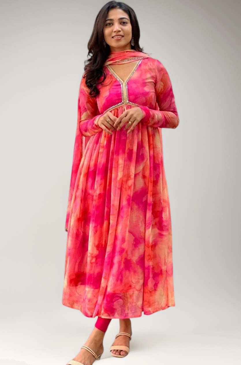 KD Women's Anarkali Floral Printed Kurta Pent Set with Dupatta Anarkali Kurta for Women | Kurta Set | Ethnic Set | Dupatta Set