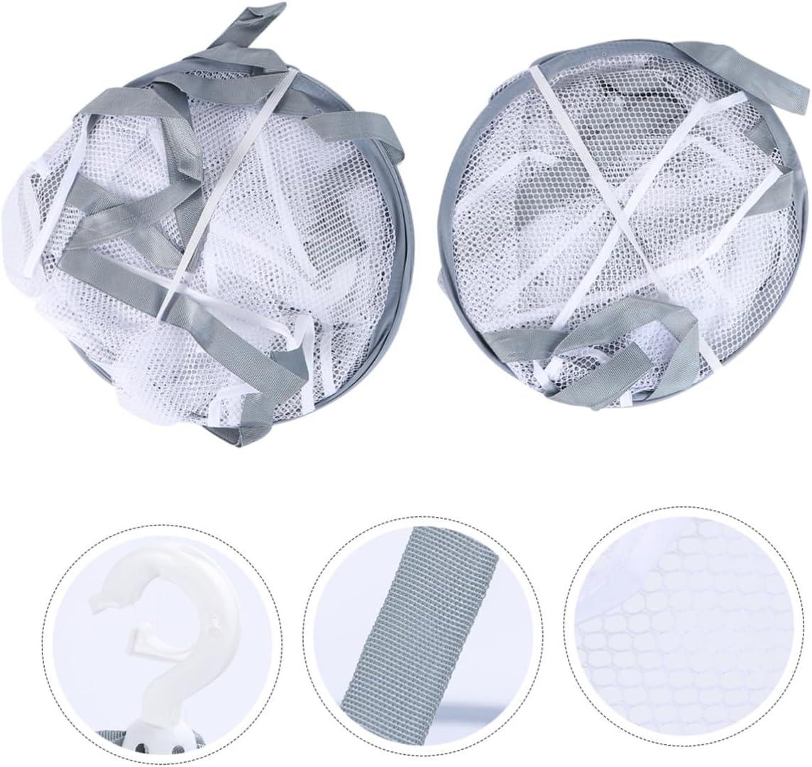Cabilock 3pcs Clothes Drying Basket with Mesh Net, Hanging Sock Drying Rack for Home Laundry, Multi-Layer Clothes Hanger Suitable for Balcony and Indoor Use