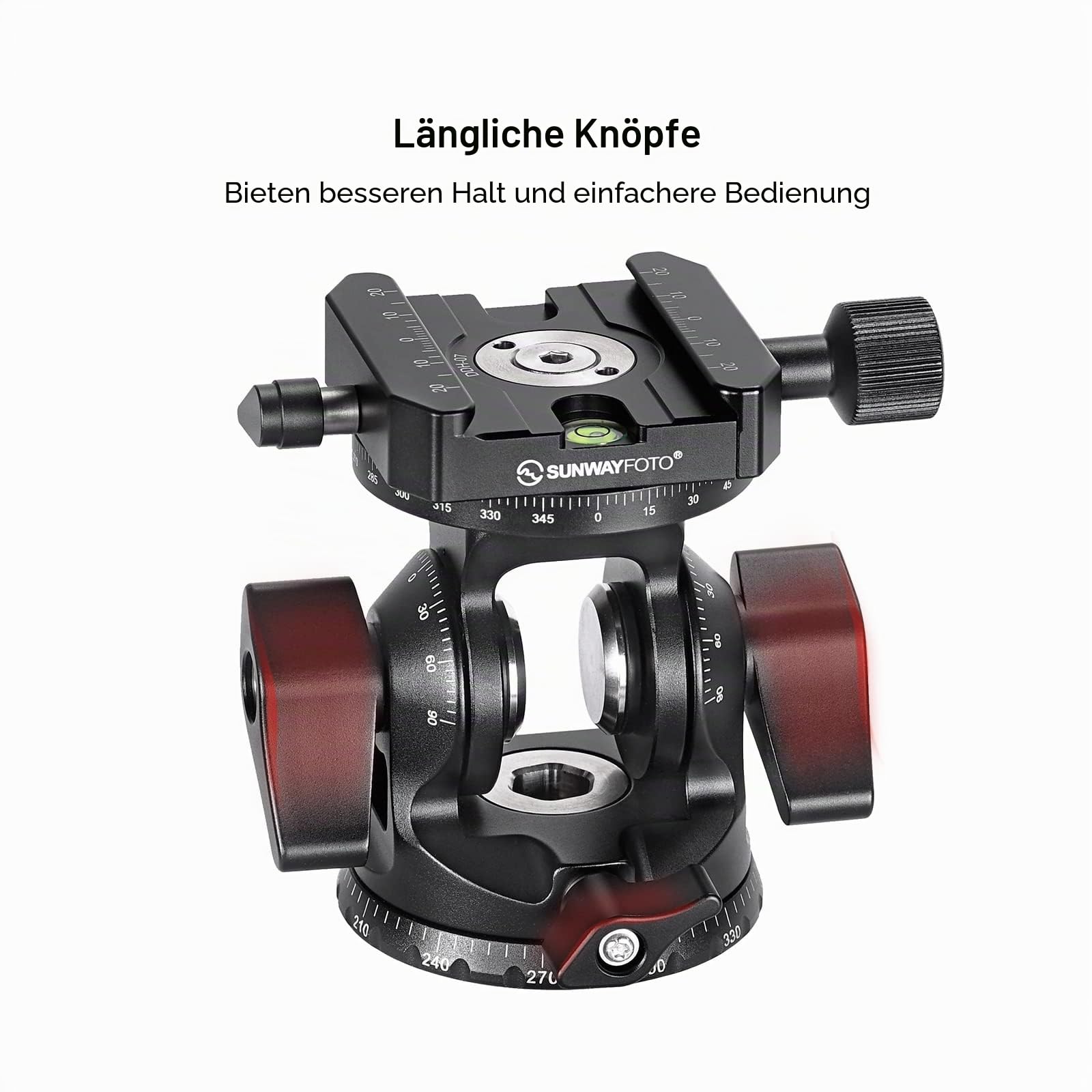 SUNWAYFOTO DT-03R Zwei-Wege-Kippkopf für Einbeinstativ und Stativ mit Panorama-Drehklemme,15kg Tragkraft