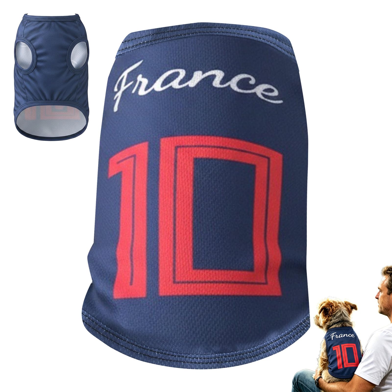 Dog Football Shirt, World Soccer Shirt for Dog, Breathable Mesh Sleeveless Puppy Sports Costume Football Sportswear Pet Clothes Gifts For Fans Pet Lovers Clothes for Small Puppy (Navy #18, L)