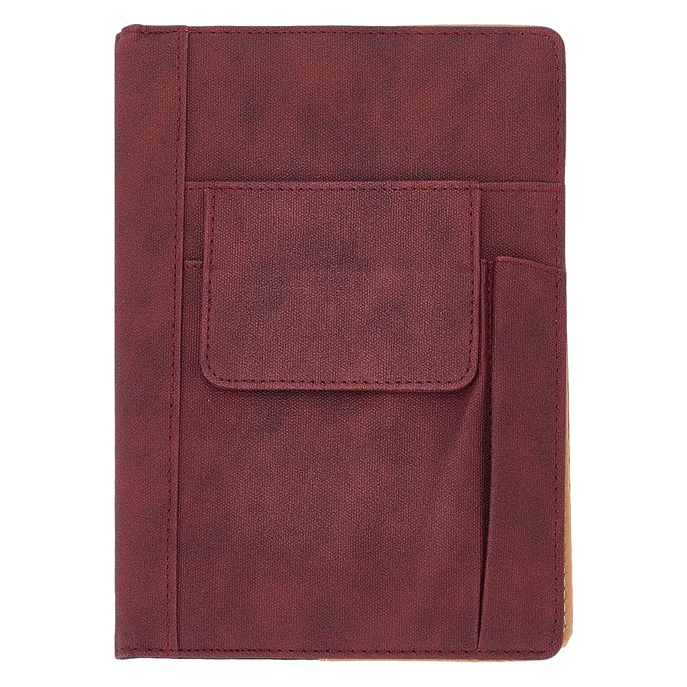 WEBEEDY A5 PU Leather Journal Cover with Pen Holder and Card Pocket, Refillable Notebook Cover Vintage Book Protector for Travelers Journal Hardcover Sketchbook Back to School, 21.8x15cm, Brown