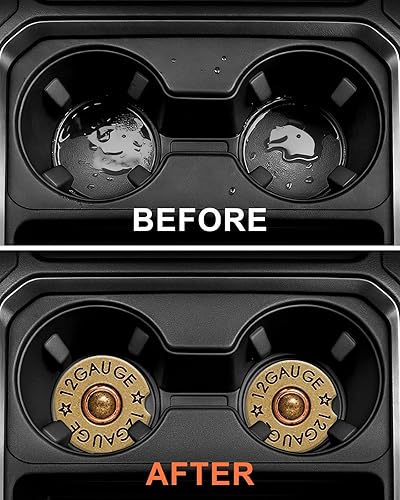 Miniatura 3 de Swooflia Posavasos de automóvil para hombre, calibre 12, de cerámica, con forma de bala, posavasos absorbentes con base de corcho, paquete de 2