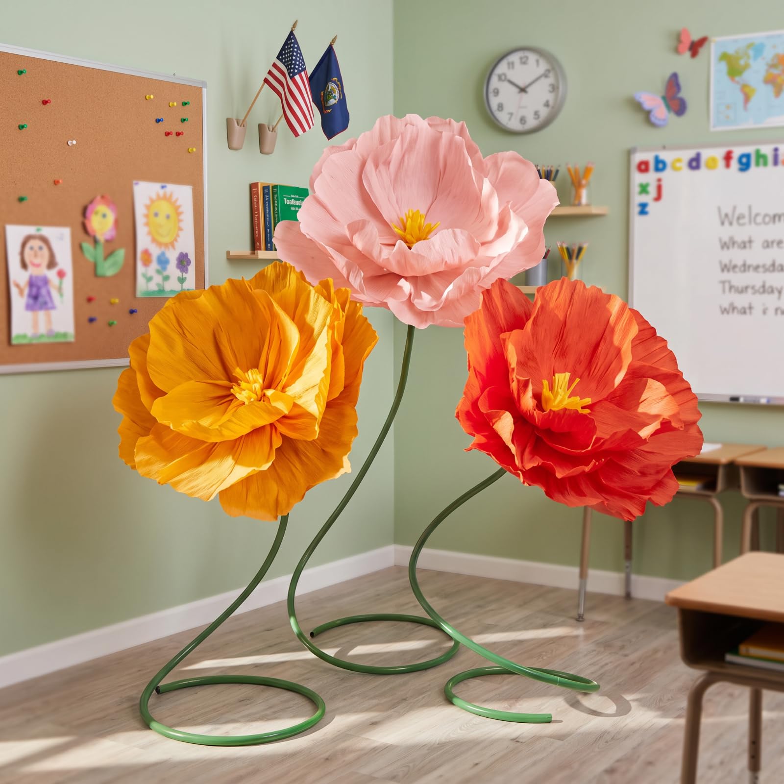 Photo 1 of Maysing Giant Paper Poppy Flowers - 3 Pcs Multicolor