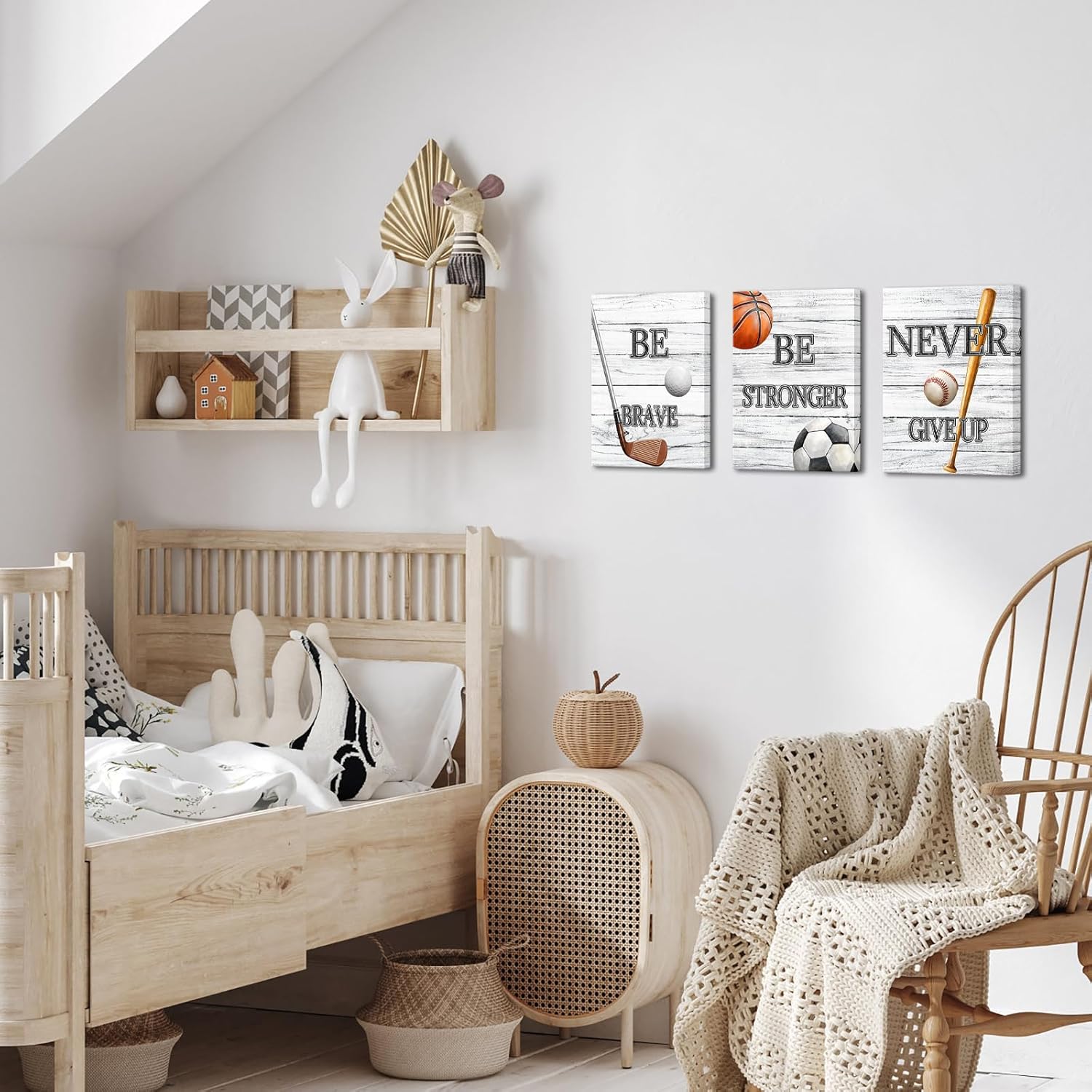 DuoBaorom Sports Motivational Wall Art Basketball Football Golf Set of 3 Framed Prints Artwork for Kids Room Boys Room Decor 12"x16"