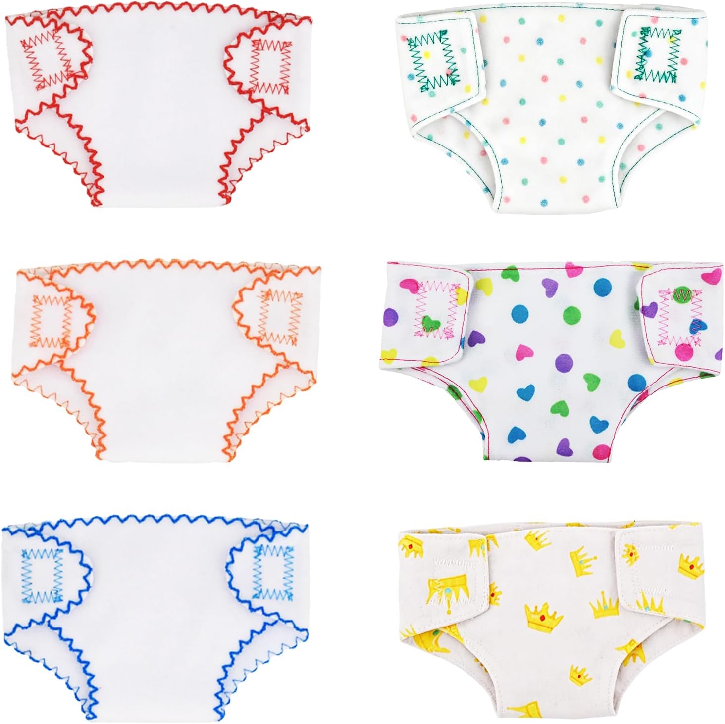 6 Pack Doll Diapers Doll Underwear for 14 15 16 17 18 Inch Dolls Cute Doll Accessories for Dolls 30-43cm Doll Diaper Set Dolls Reusable Doll Accessories