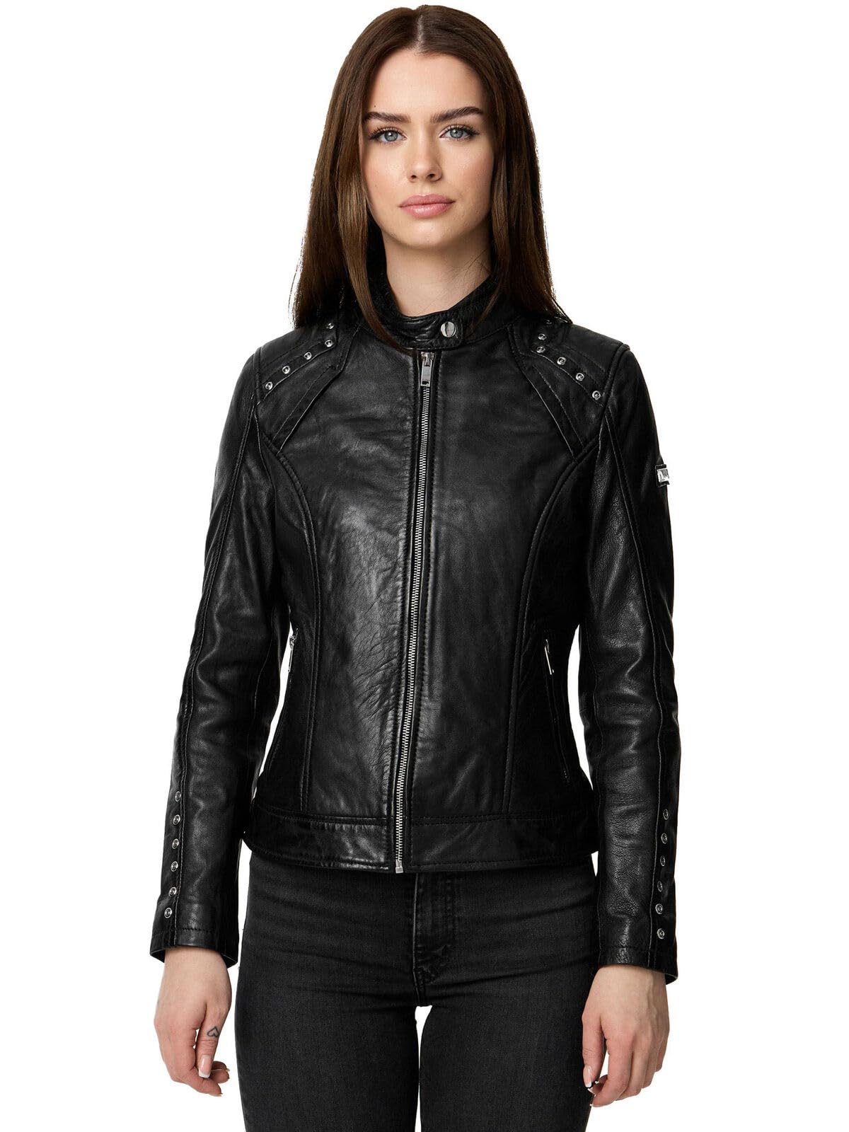 Tazzio Kurtka skórzana damska skórzana kurtka prawdziwa skóra Biker Look F521