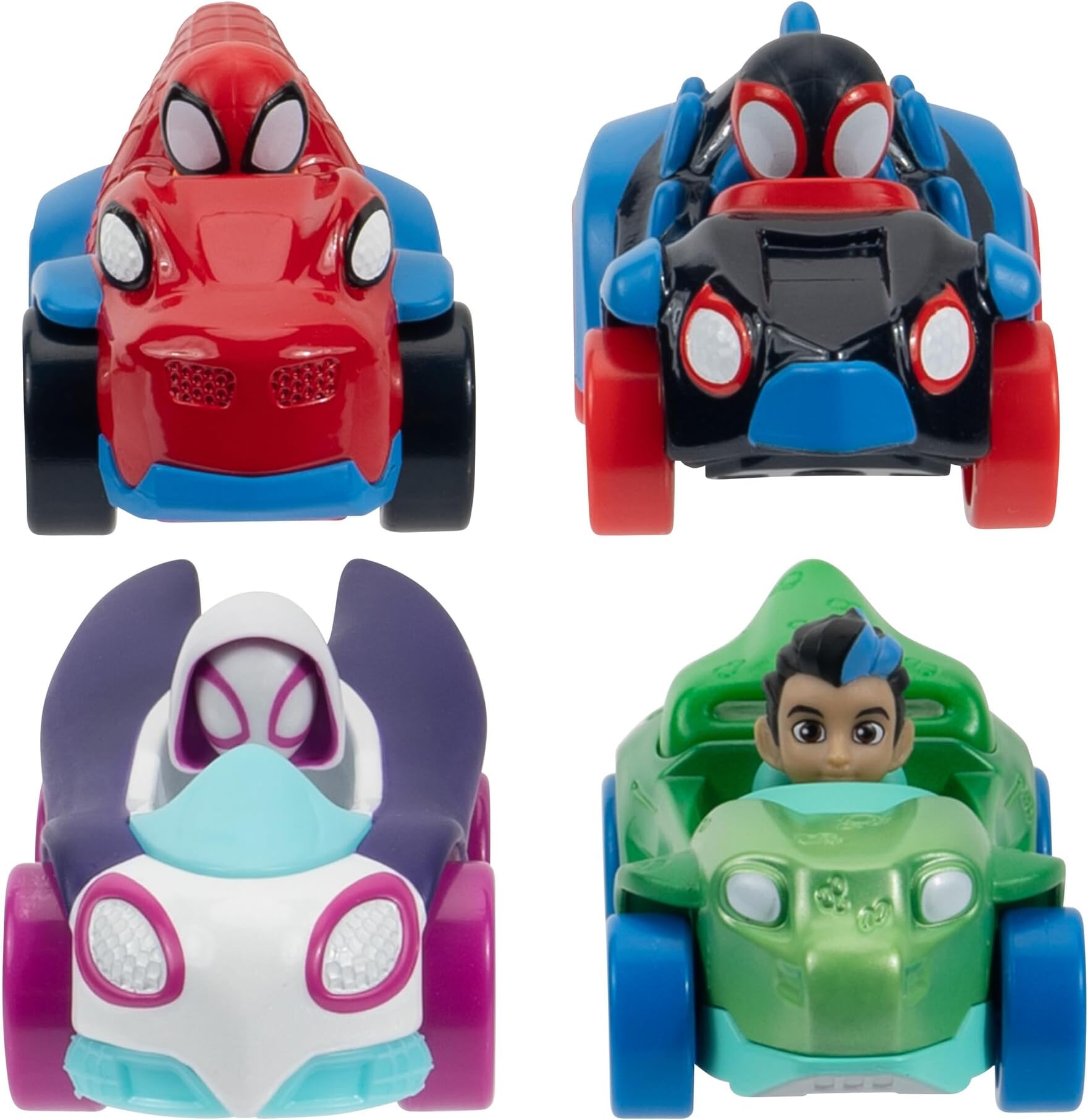 Jazwares Marvel Spidey and His Amazing Friends Amazing Metals 4 Pack - Four 3-Inch Die-Cast Dino-Webs Vehicles with Built-in-Characters