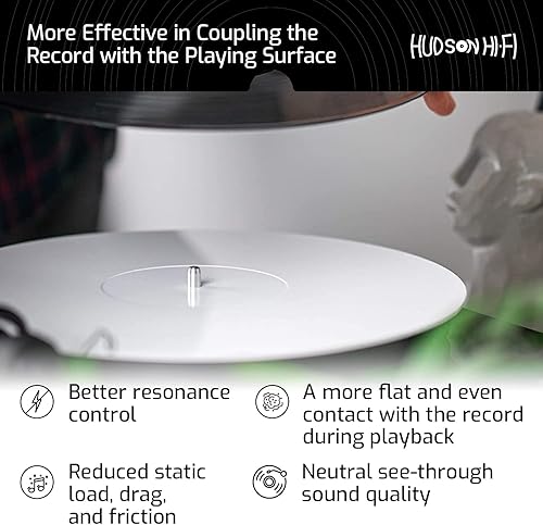 Miniatura 3 de Tapete acrílico para plato giratorio de 11.75 pulgadas, tapete acrílico de disco de vinilo blanco mecanizado de precisión con hueco de etiqueta de
