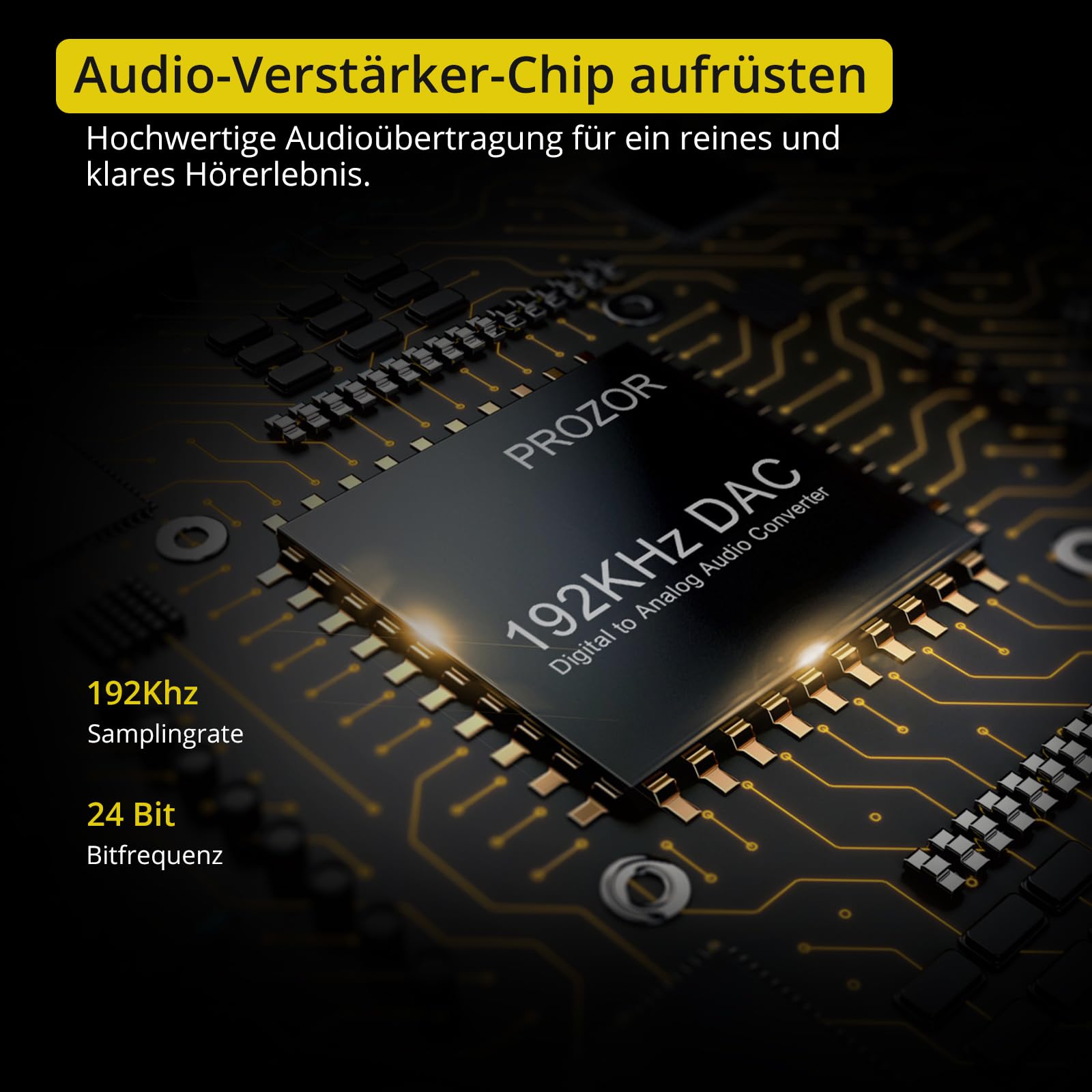 PROZOR DA Wandler 192kHz DAC Konverter Lautstärkeregler Digital SPDIF optischer Koaxial Toslink zu Analog Stereo Audio L/R RCA 3,5 mm Klinkenstecker