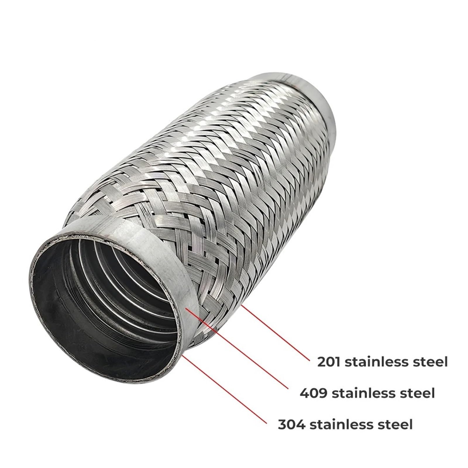 Car Silencer 45mm 64mm elastyczne rury wydechowe samochodu połączenie oplot mieszek tłumik ze stali nierdzewnej złącze rurowe spawane uniwersalne(45-251mm)
