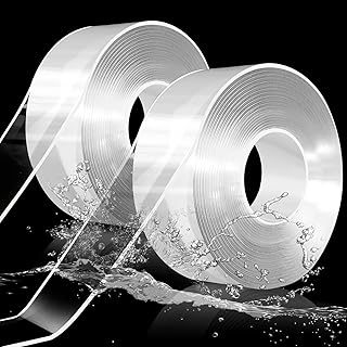 KONAMO 2 Pack Nano Double Sided Tape Heavy Duty 33FT Transparent Traceless Nano Adhesive Tape Removable Reusable Gel Tape for Kitchen Party Paste Photos Posters Carpet Fixing 10M*30MM
