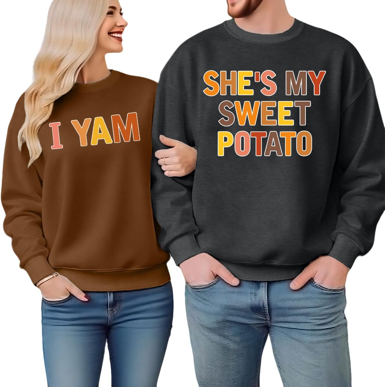 hohololo She's My Sweet Potato I Yam Sweatshirts Couples Thanksgiving Shirts His Hers Thanksgiving Matching Long Sleeve Tops