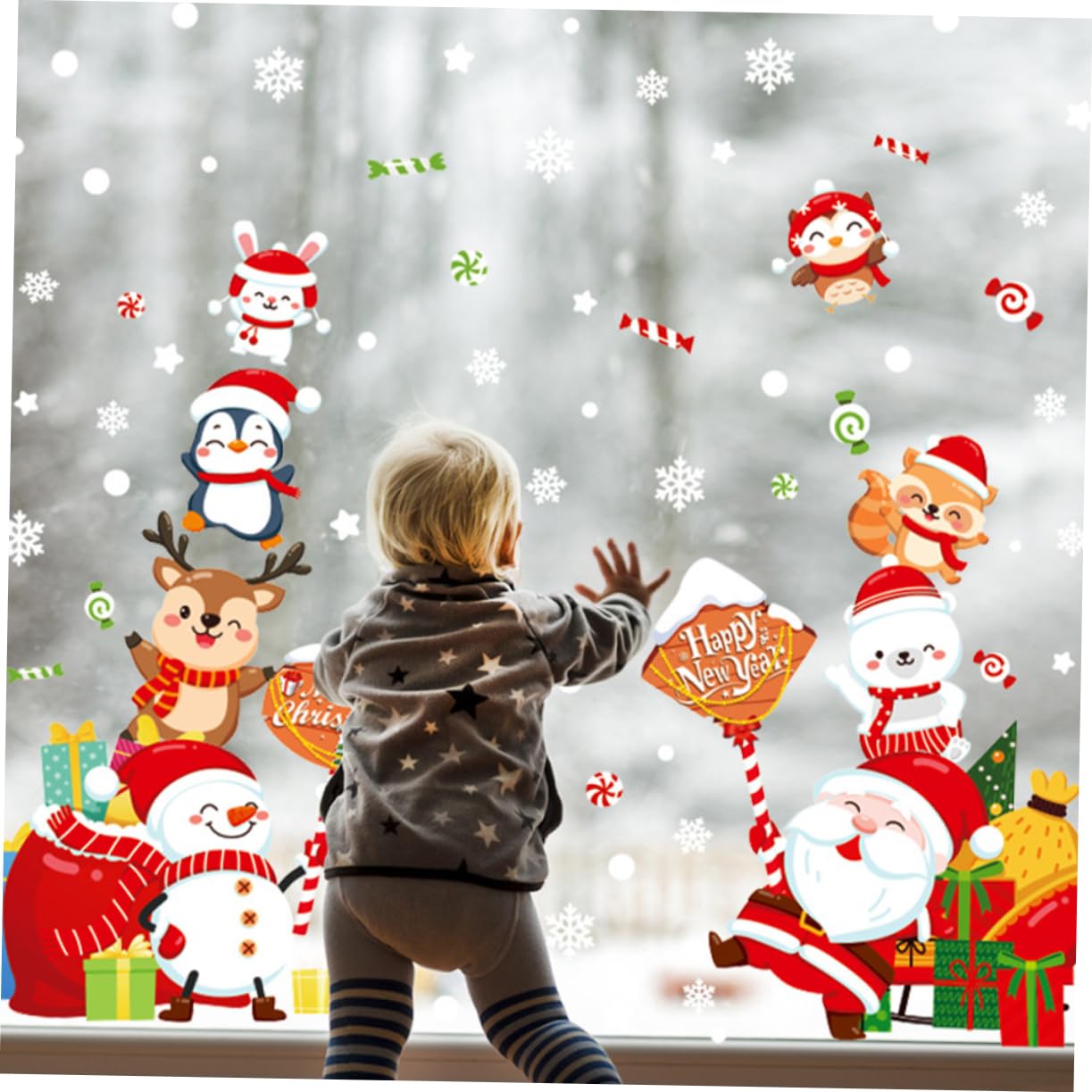 Zerodeko 5 Juegos Pegatinas Navideñas Ventana De De Nieve Se Aferra Calcomanías De Decoración De Navidad Calcomanías De Ventana De De Nieve Navidad Pegatinas De Polivinilo
