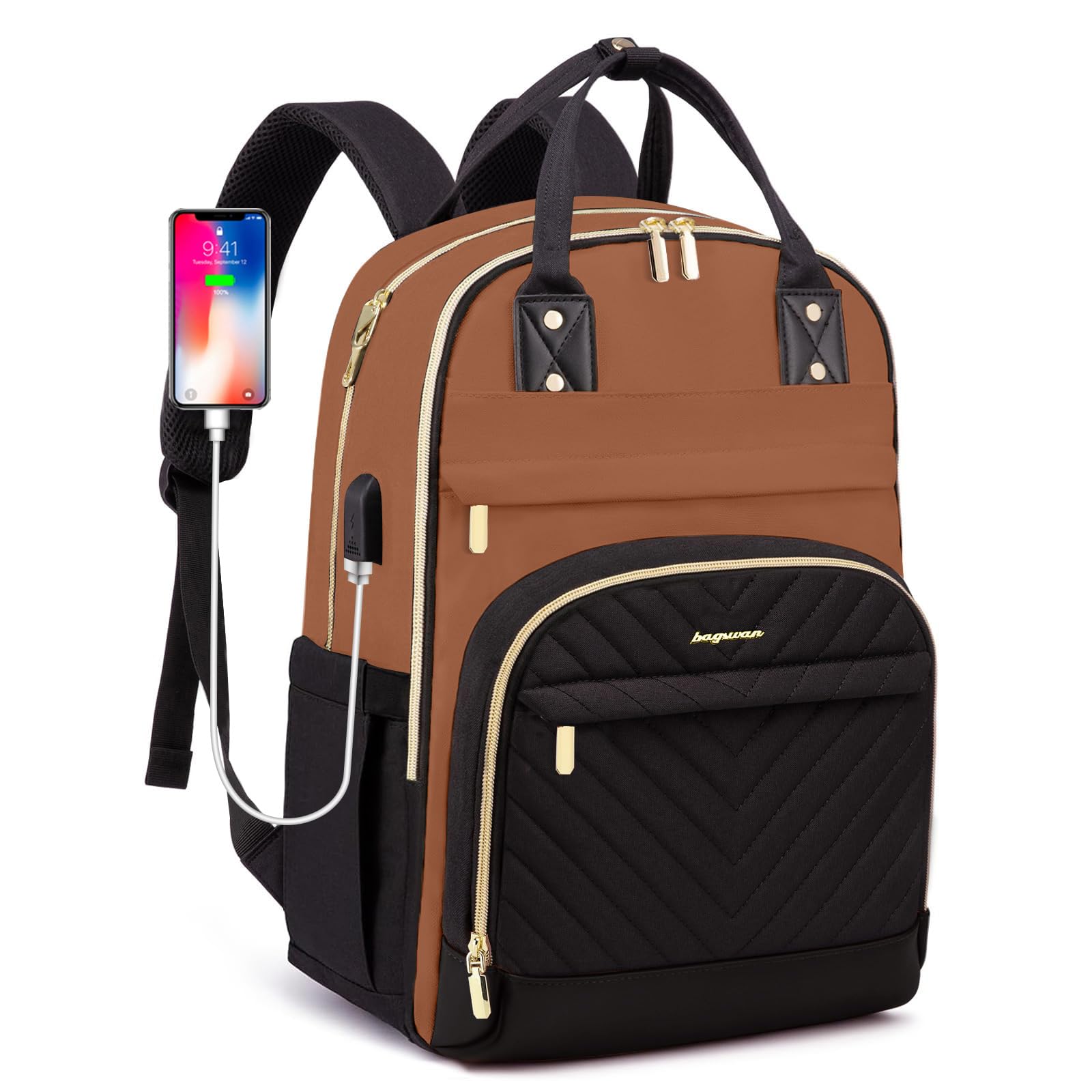 Laptop Backpack for Women Work Bag - 15.6 inch Travel Backpack with USB Charger College Bookbag Waterproof Business Computer Backpack Anti-theft