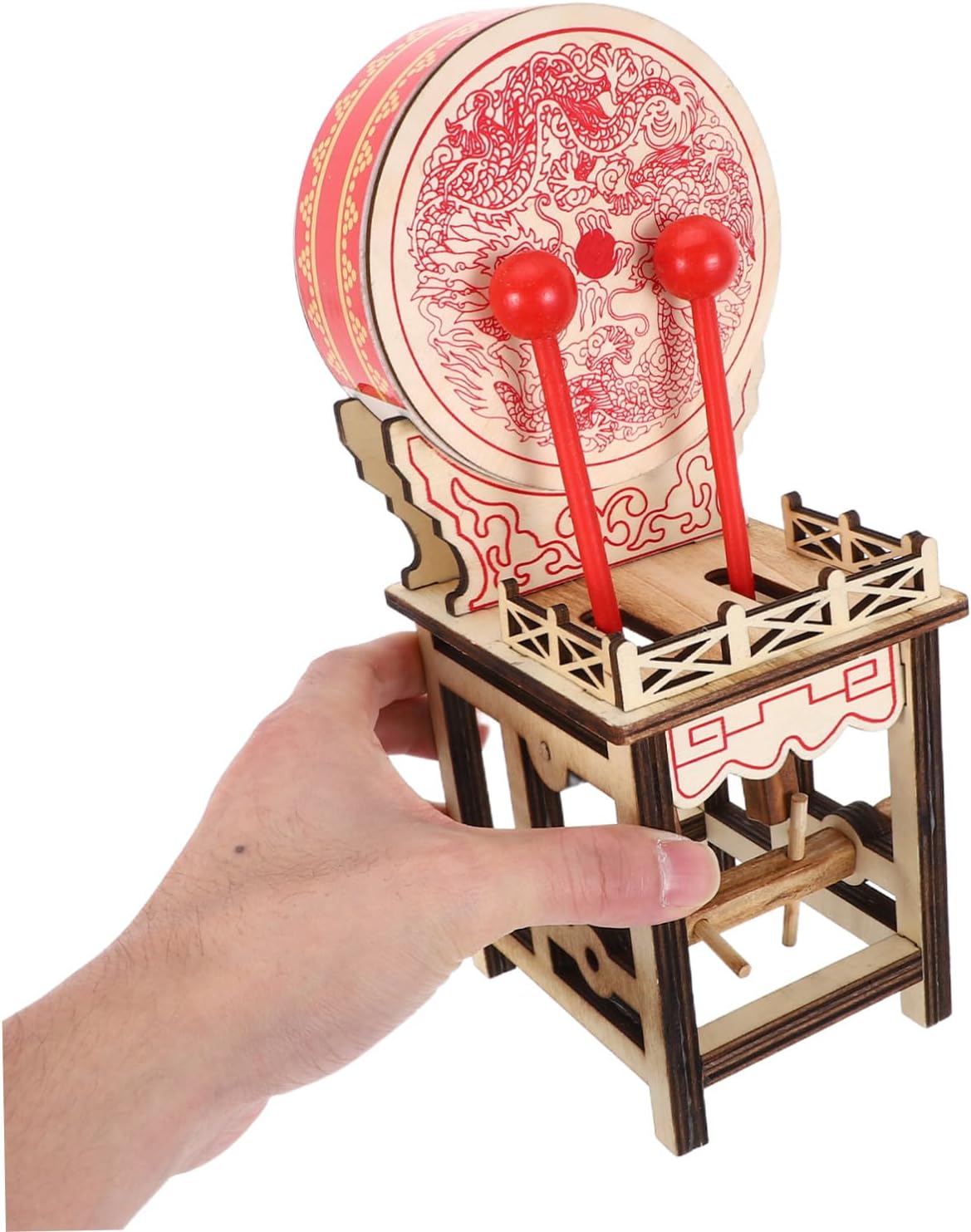 SEWACC Wooden Miniature Drum Figurine for Zen Garden Ornament Display image 4