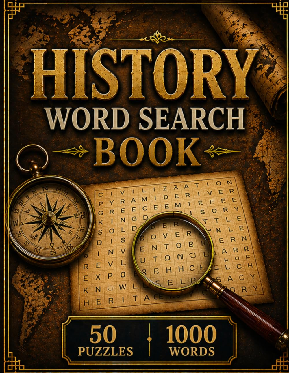 History Word Search Book: 50 Puzzles 1000 Words Discover History in a Fun Way.