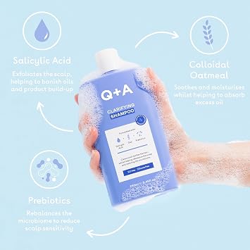 Q+A Clarifying Shampoo (250ml), Scalp-Refreshing, Build-Up Removing, Moisturizing and Microbiome-Balancing Hair Care, Salicylic Acid Shampoo, with Oatmeal and Prebiotics