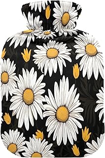 Wajiw Hot Water Bottle with Cover 2L Warm Water Bottle for Hot and Cold Compress Hot and Cold Therapies,Hand Feet Warmer,Daisy