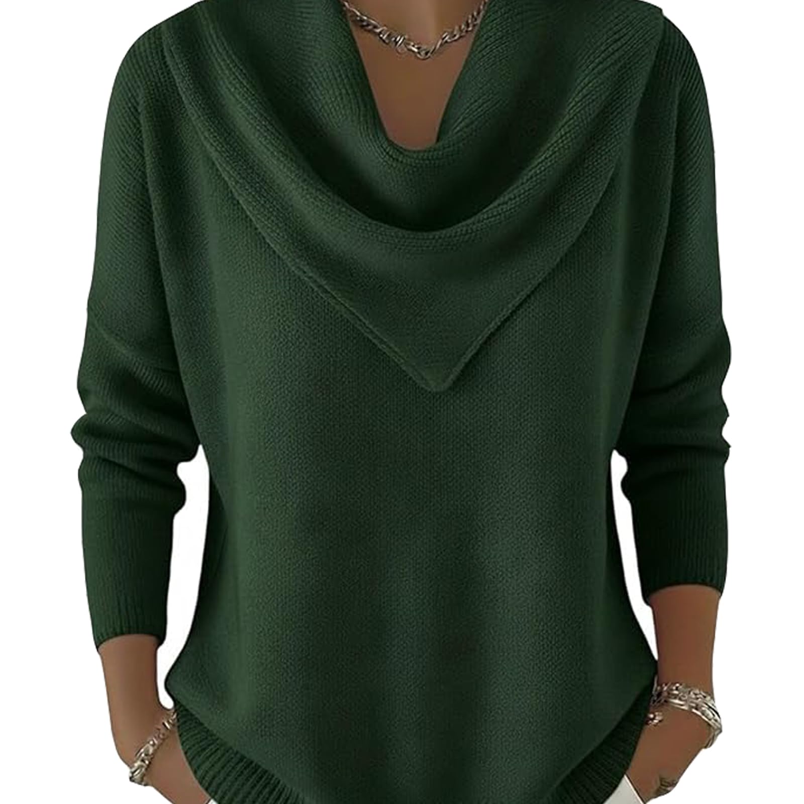 Elegant Retro Soft Triangle Neck Solid Color Sweater Top Triangle Neck Sweater Knitted Casual Clothes Pullover