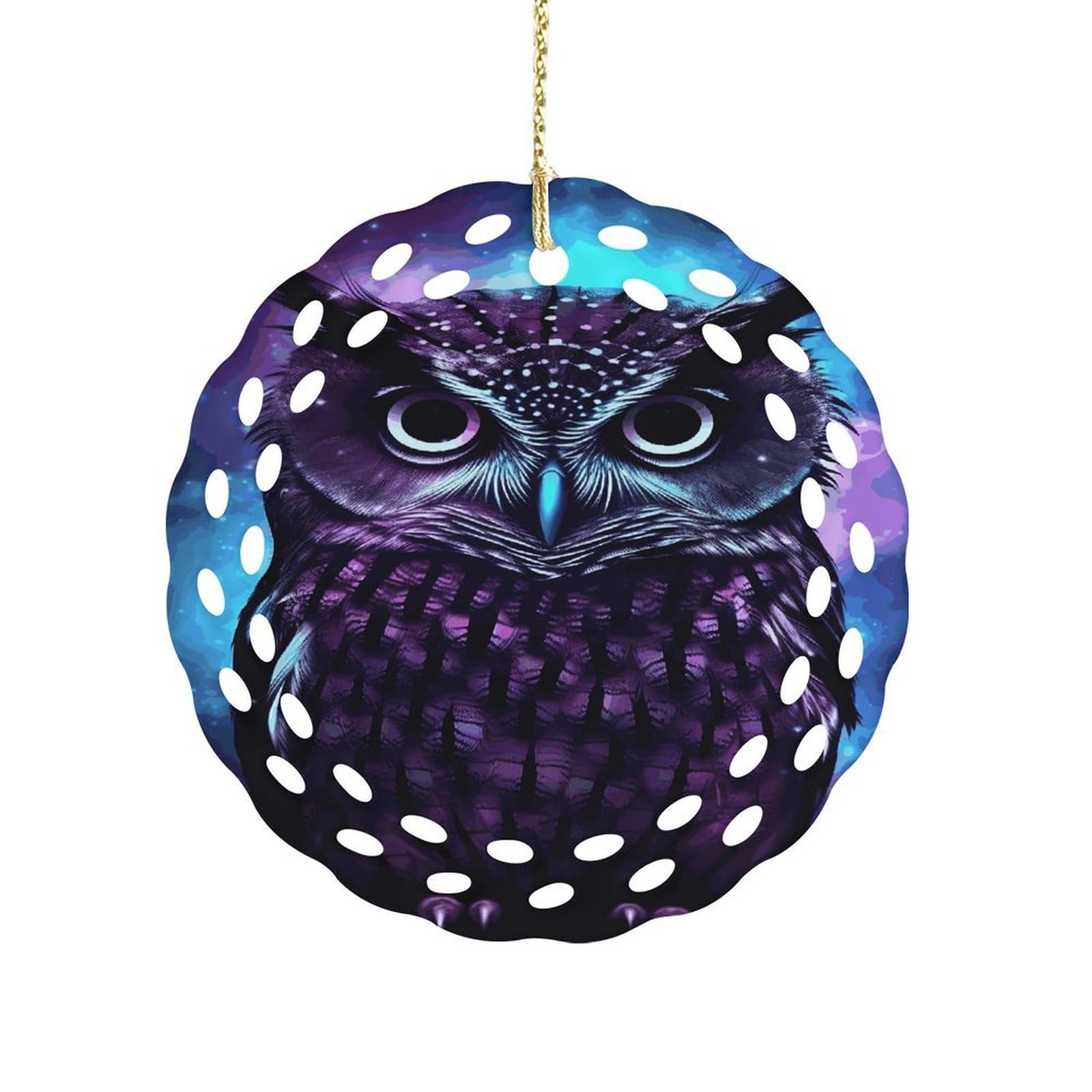 Wsoihfec Women's Style Purple Owl Hanging Ornament 3 Inch Round,1-Pack,Xmas Decor -Two-Sided Printed,Friend Ornament Gifts For Friends Coworker Sisters