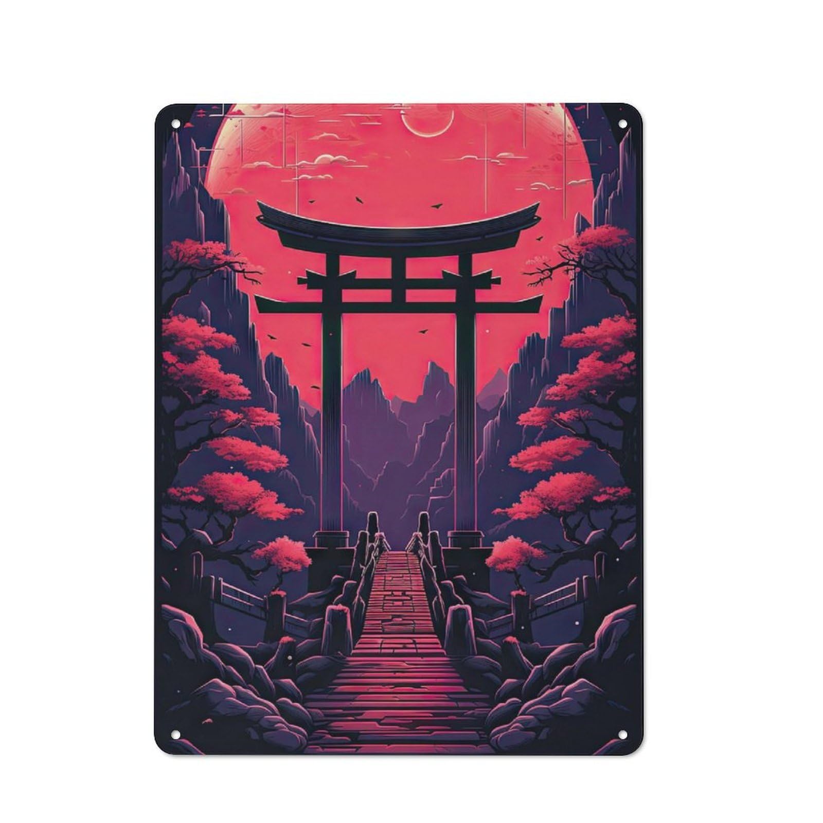 Metal Wall Sign 40x30cm Featuring Japanese Torii Gate for Café Or Restaurant, A Decorative Metal Sign for Cafés And Restaurants