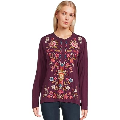 Johnny Was Raw Seam Henley- Anaya aubergine