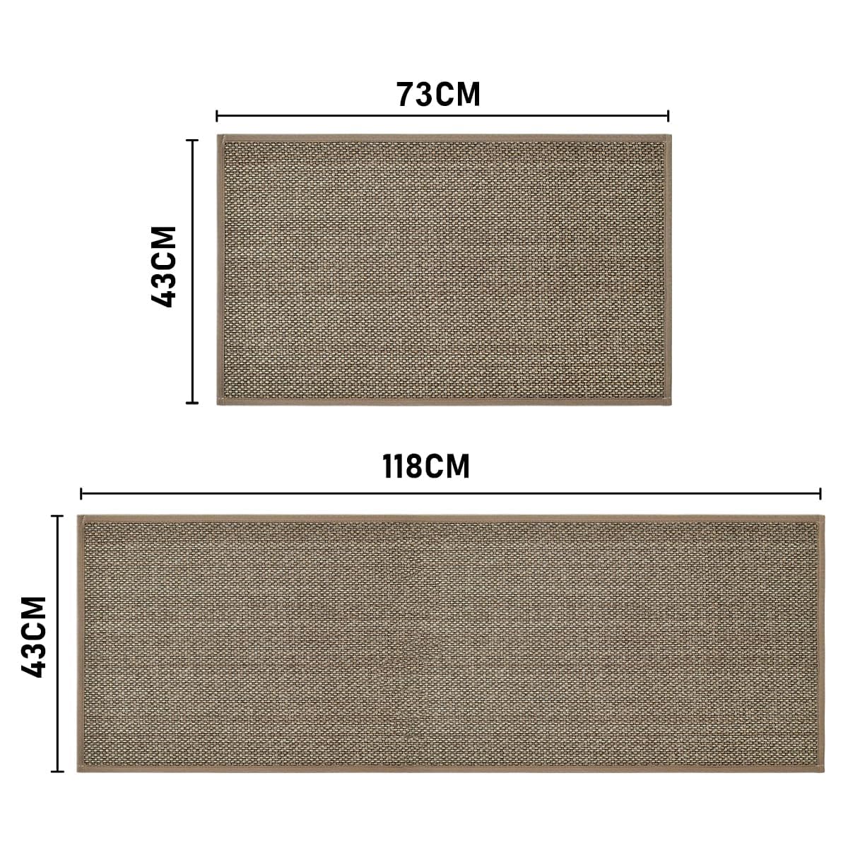 Artoid Mode Set di 2 tappeti da cucina grigi assorbenti, lavabili per interni ed esterni, 43 x 73 e 43 x 118 cm
