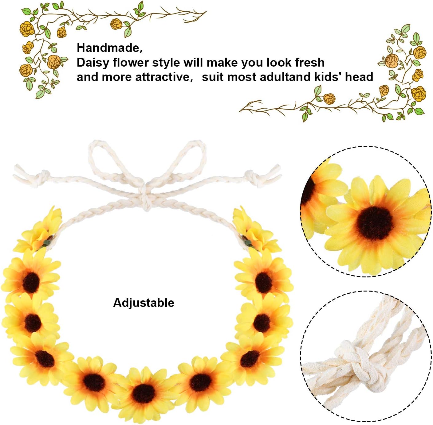 4 Pieces Hippie Costume Set, Includes Hippie Sunglasses, Peace Sign Pendant, Flower Crown Headband, Peace Sign Earrings, 60s or 70s Hippie Party Accessories for Women Men : Clothing, Shoes & Jewelry