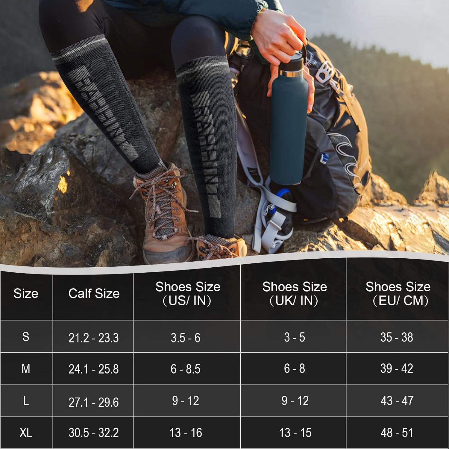 Rahhint Alpaca Merino Wool Blend Winter Warm Ski Socks for Men Women Compression Socks 2 Pairs for Snowboard Hiking Hunting - Image 6