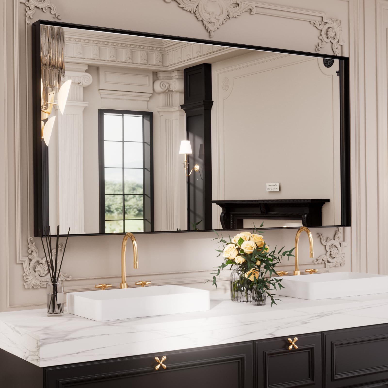 Amazon.com - LOAAO Black Bathroom Mirror 84