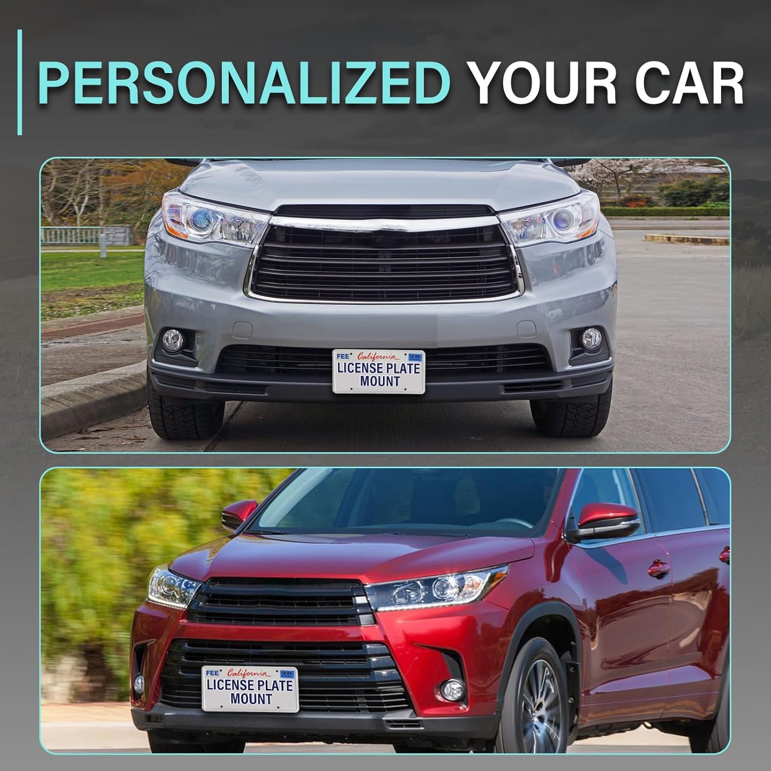 New No Drill Front Bumper License Plate Mount Bracket Holder Compatible with Toyota Tundra 2022-2024 (4th Gen XK70) Front Grille License Plate Frames Front License Plate Mounting Car Tag Accessories