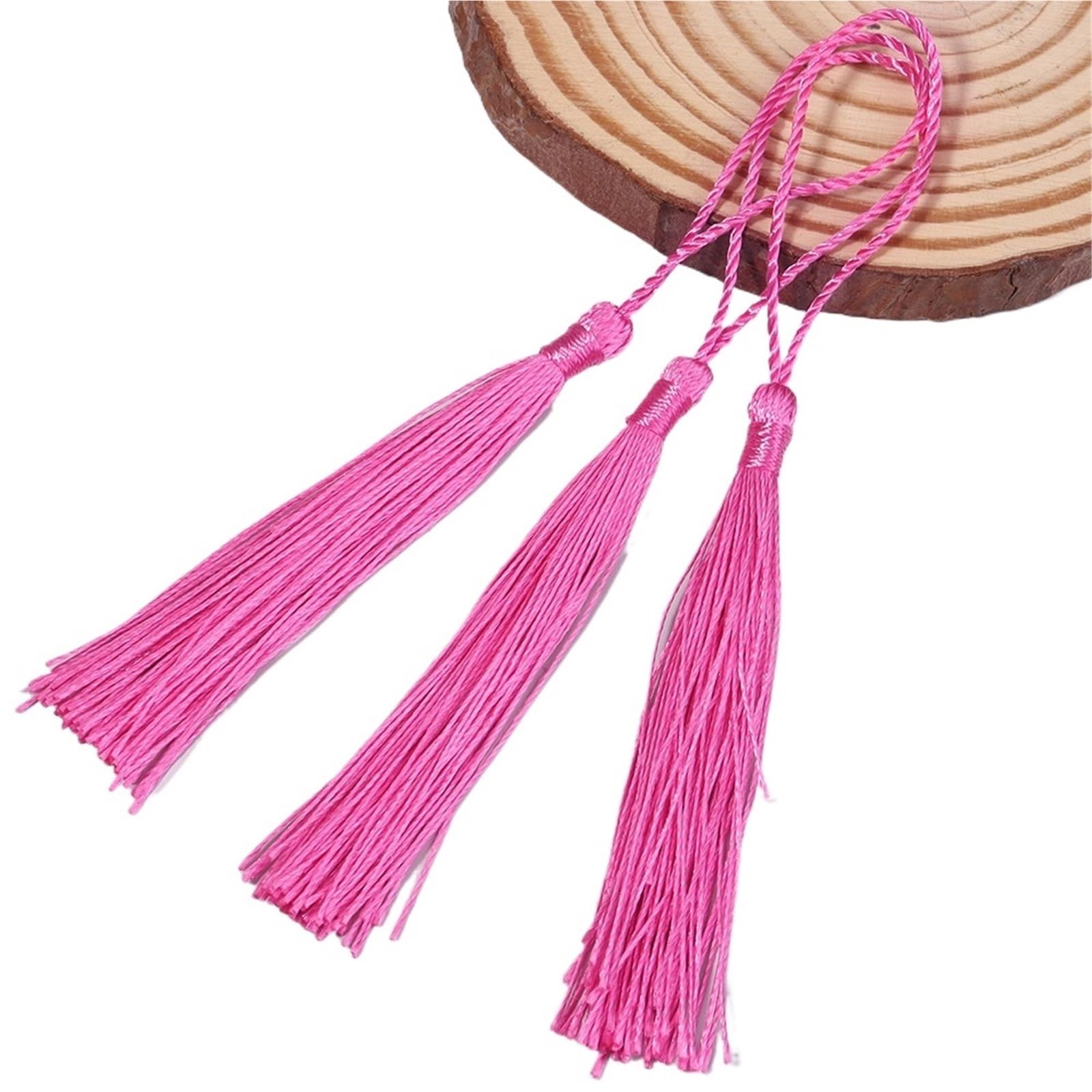 Tassel Pendant 30-100pcs Tassel Silk Fringe Silky Floss Bookmark Tassels Mini Hanging Rope DIY Craft(Hotpink,Spike80rope50 100pcs)