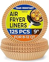 Vista 15 de 125 forros pequeños desechables de papel pergamino para freidora de aire con canastas de 2 y 2.1 cuartos de galón, hojas de papel de hornear