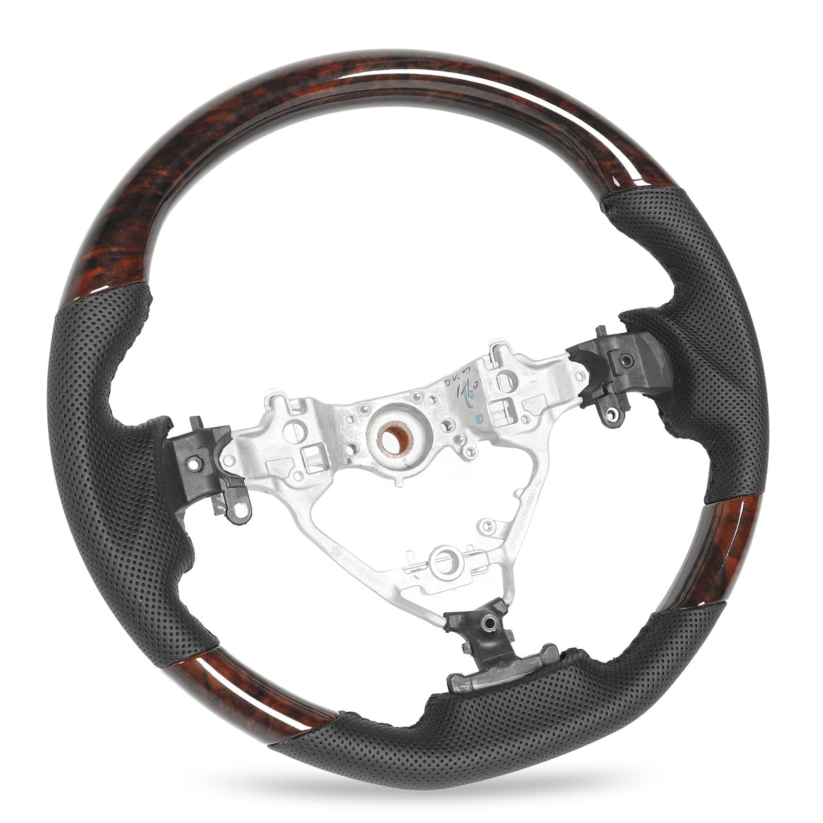 Hydro‑Dip Steering Wheel, Sporty Steering Wheel Ergonomic Hand Grip Stable Control Comfortable Scratch Resistant for Harrier XU60 (Wood Grain)